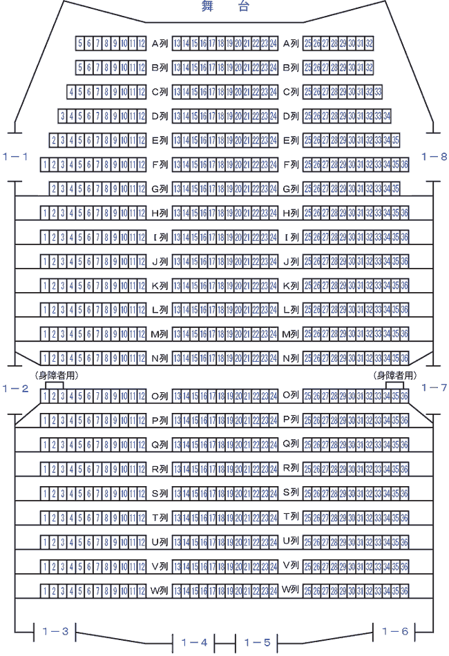 文化ホール1階の客席図