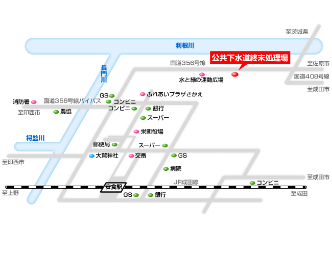 公共下水道終末処理場アクセス図